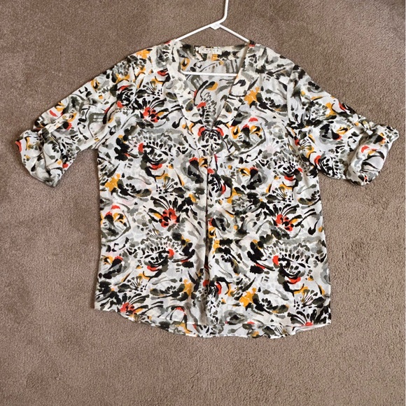 CHAUS New York Women’s Size Large blouse, sleeves button to the elbow , colorful - Picture 4 of 11